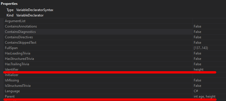 C# RoslynAPI SyntaxTree - Variables Are Not Variables (Gotchas)